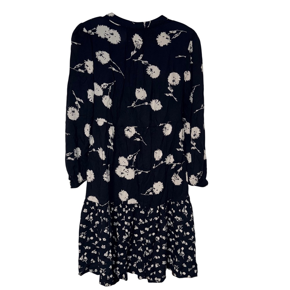 Fat Face Tiered Floral Mini Dress Womens 6 Navy Blue Viscose